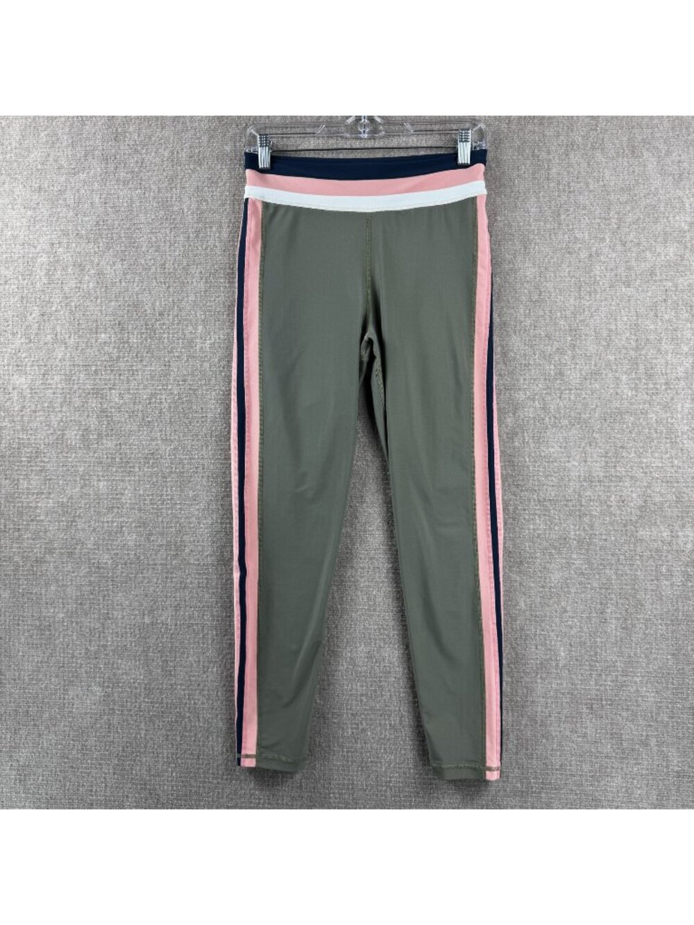 The Upside Papillon Midi Pant M US 8 Green Striped 7/8 Length Yoga Leggings